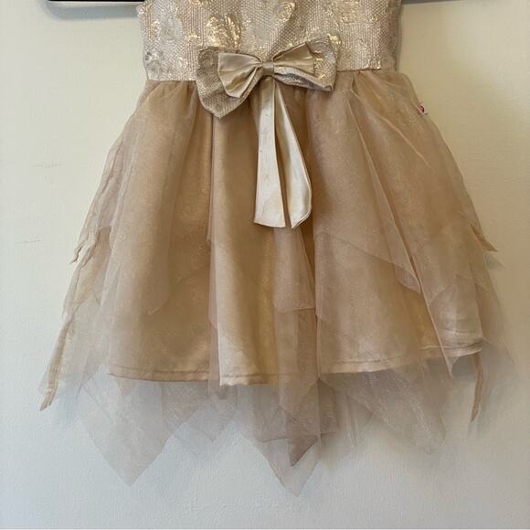 Peppermint 1-2 Years (Girls) Small formal dress metallic chiffon ball gown beige - Picture 3 of 9